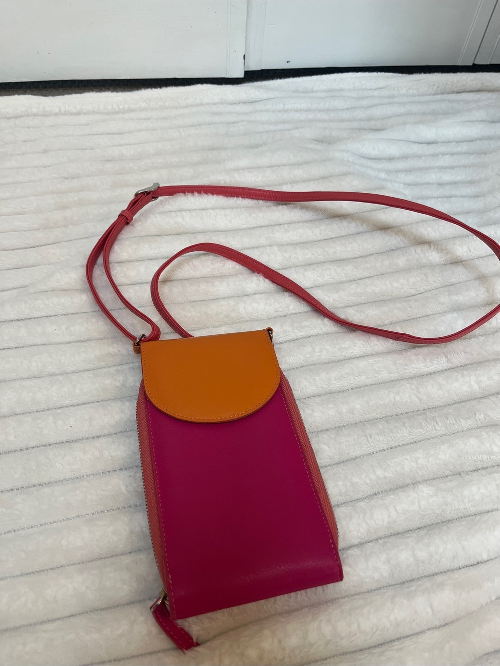 NWOT Genuine Leather Pink and Orange Crossbody Phone Bag - Women Bags